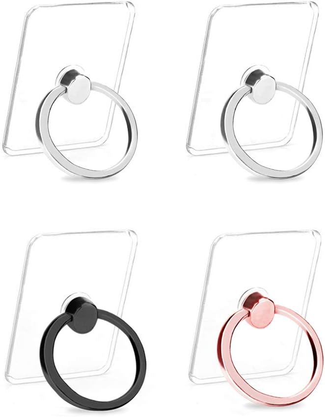 Earea Cell Phone Ring Holder Stand, Transparent Phone Ring Holder 360° Rotation Finger Ring Grip Phone Ring Stand (2Silver+1Black+1Rose Gold)