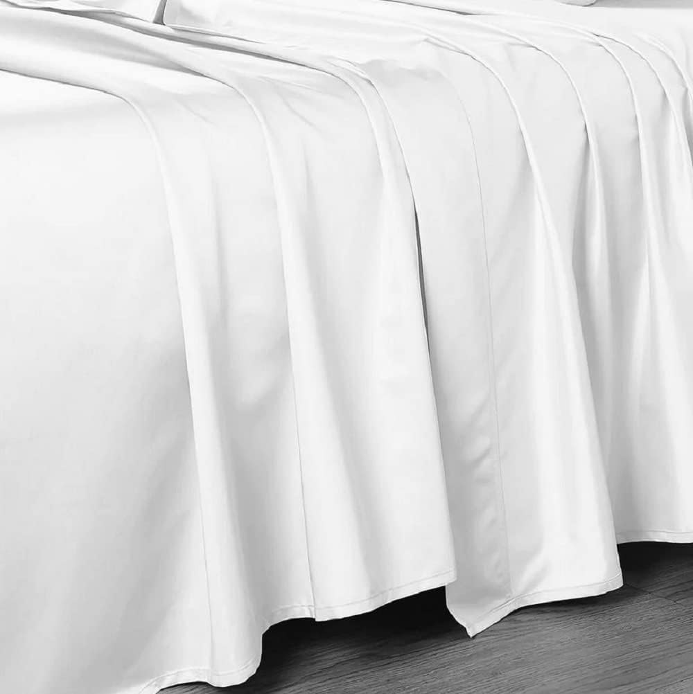 Made in USA- Luxury 800 Thread Count Pure Cotton Flat Sheet Only (King Size-Ivory) Heavyweight Sateen Weave Linens