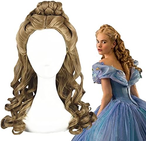 Princess Halloween women Cinderella Cosplay Fashion wig Lily James Gold Wavy hair Role Play Girl stage performance Cinderella Gold Hair