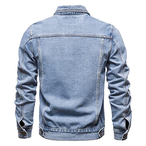 Fashion Mens Denim Trucker Jackets Slim Fit Mens Jeans Jacket Cotton Outwear Coat Long Sleeve Plus Size Male3