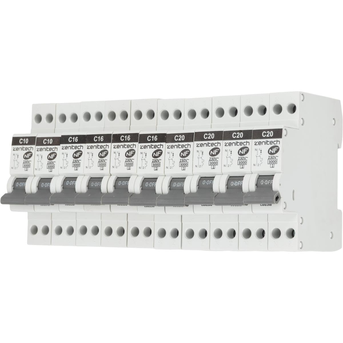 Pack de 10 disjoncteurs 2x10A + 4x16A + 4x20A - Zenitech