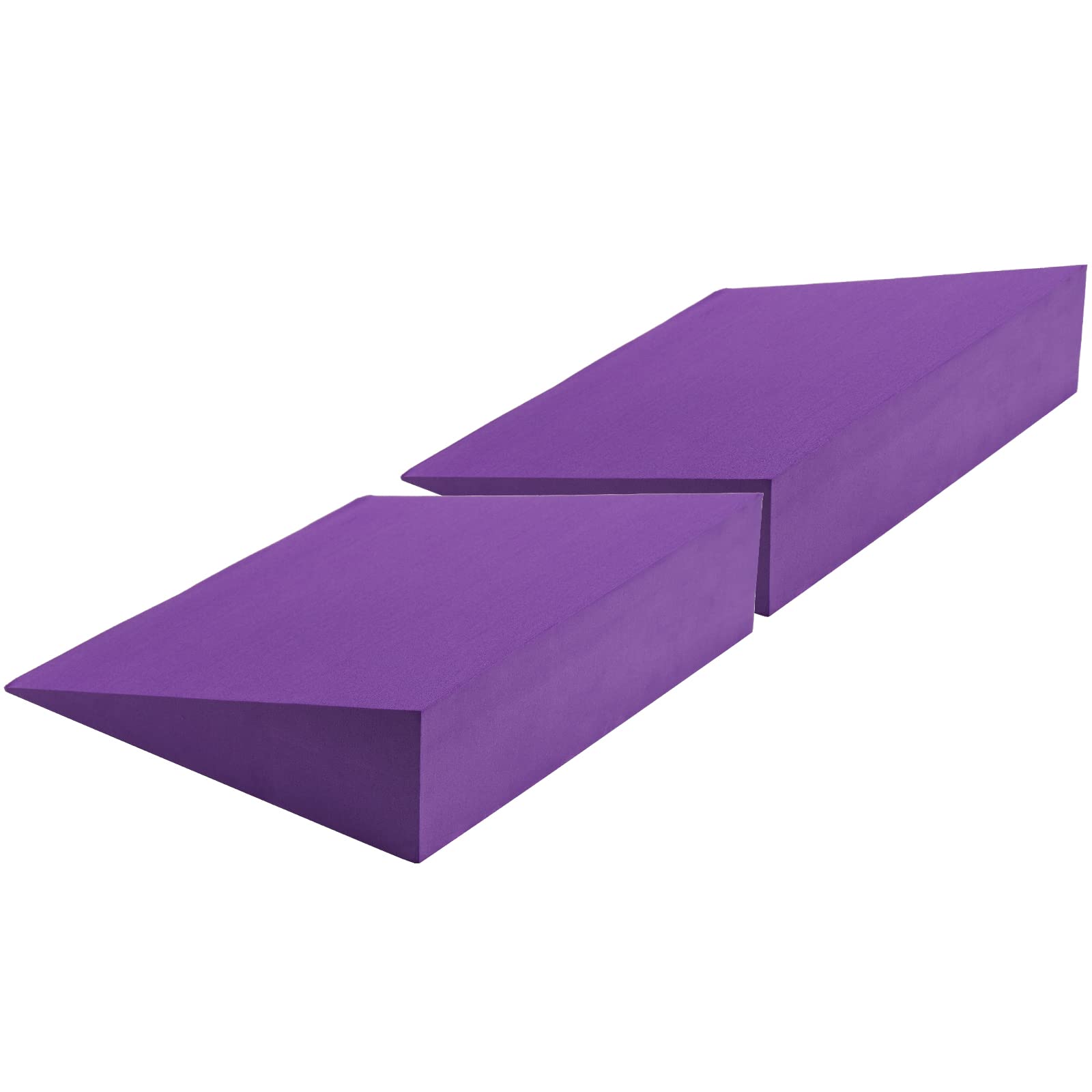 DEAYOU Paquete de 2 cuñas de espuma de yoga, bloque de cuña de espuma EVA de 13 pulgadas para ejercicio, soporte de espalda de muñeca (morado)