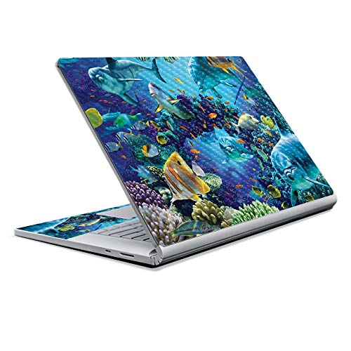 Image of MightySkins Carbon Fiber Skin for Microsoft Surface Book 2 13 inch (2017) - Ocean Friends,Protective, Durable Textured Carbon Fiber Finish,Easy to Apply, Remove, and Change Styles,