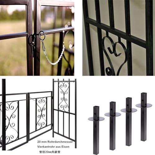 Metal Garden Arbor with Gate, Heavy Duty Arch Trellis for Climbing Plants & Flowers, Fence Pergola Support Rack for Outdoor Garden Patio Lawn Backyard Decoration(Black)