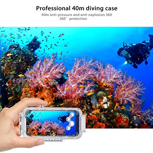 HAWEEL for iPhone Xs Max Underwater Housing Professional [40m/130ft] Diving Case for Diving Surfing Swimming Snorkeling Photo Video with Lanyard (iPhone Xs Max, Transparent) - Thumbnail 3