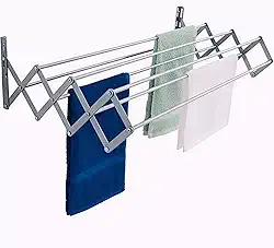 Varal de Parede Sanfonado Retrátil Seca Roupas 100% Alumínio Ideal Para Apartamentos Não Enferruja (60cm)