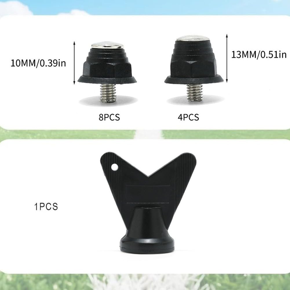 12 tacchetti di ricambio per scarpe da calcio, in lega di alluminio, filettatura da 5 mm, per scarpe da calcio, rugby, escursionismo, antiscivolo, trazione stabile, in diverse dimensioni (10 mm, 13 mm