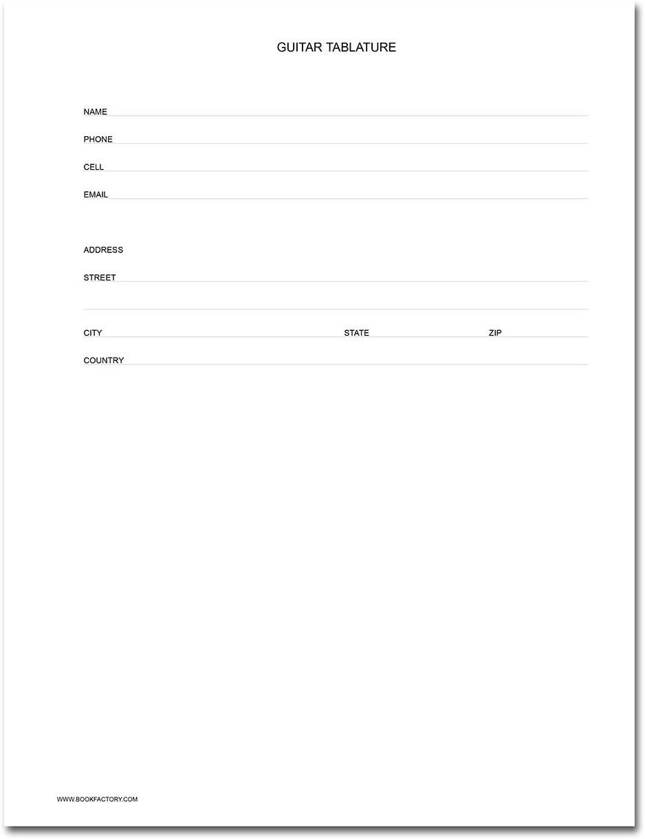 BookFactory Guitar Tablature Notebook Guitar Journal - 168 Pages Imitation Leather Cover Section Sewn Hardbound 8 7/8 x 11 1/4'' Tablature Format (Made in USA)