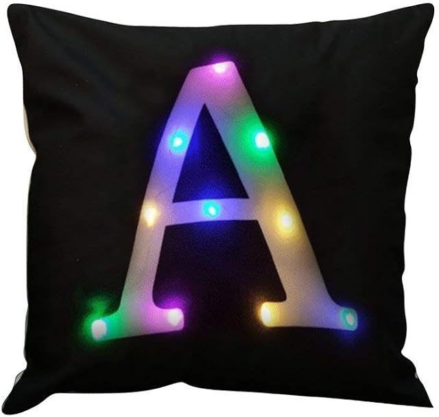ZUODU Creative LED Colorful Lighting Velvet Letter Cushion Cover Pillow Cover Bar Use Party Use Festival Use Gift Use18x18 or 45cm x 45cm 1pc (A)