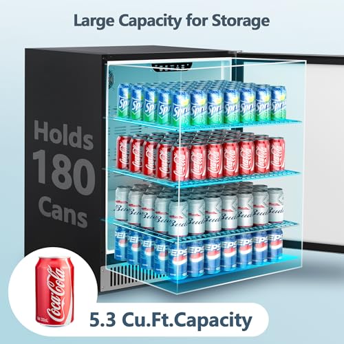 Image of Coolski 24 Inch Outdoor Refrigerator for Patio, 180 Cans Under Counter Beverage Refrigerator Cooler with Stainless Steel Door, Built in or Freestanding for Home Bar Kitchen, ETL, NSF Approved