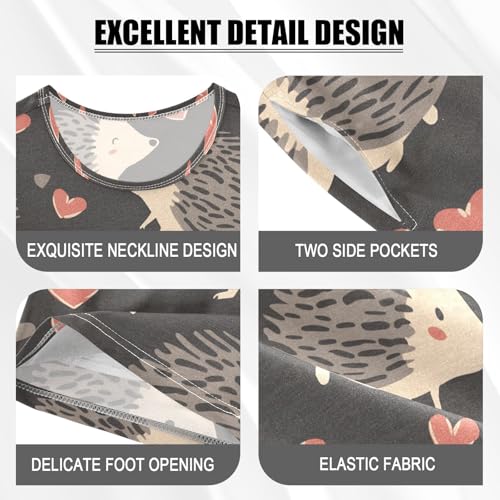 ALAZA Hedgehog Red Love Heart Pajamas Short Sleeve 2 Piece Sleepwear Top and Bottom Pajama Set Unisex4