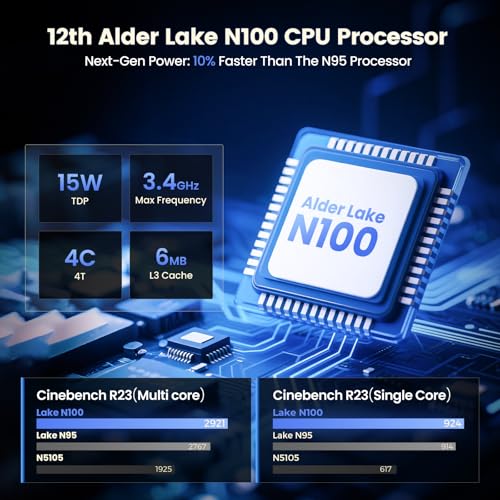 Image of Trycoo WI6 Mini PC Computers Alder Lake N100, 16GB DDR4 512GB SSD, Desktop Mini Computer with Type-C, Dual HDMI, RJ45 LAN Ethernet, 4K Triple Display, WiFi5, BT4.2