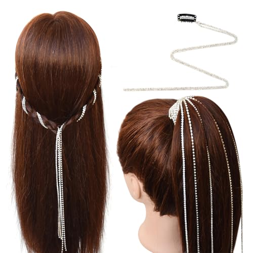 2 Piezas Pinzas con Cadena de Pedrería para Cabello miniatura 6