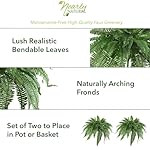 Nearly Natural 48-in Artificial Boston Fern, Set of 2, Large Hanging Fake Plant Wall Decor with 67 Fronds, Faux Fern Vines that Look Real for Home and Office Decor - Image 5