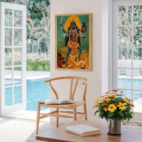 Image of Poster Master Kali Canvas - Retro Goddess Kali Print - Hindu Art - Mythology Gift for Men & Women - Indian Art - Wall Decor for Living Room, Bedroom or Dorm - Available in 8x10 to 30x40