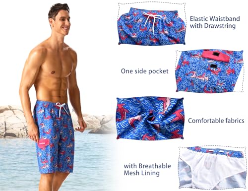 Men's Beach Board Shorts Casual Lightweight Swimming Trunks with Mesh Lining4