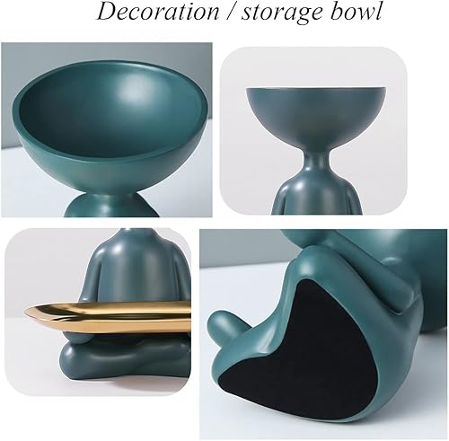 Miniatura 3 de KAMWD Bandeja de joyería negra creatividad, escritorio de lujo, estatuas de decoración del hogar, cuenco para llaves para mesa de entrada,