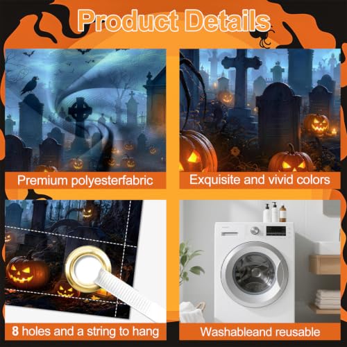 Image of Halloween Garage Door Decorations 6 x 13 ft, Cemetery Cover