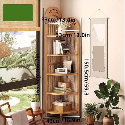 Estantería esquinera de madera maciza con acabado vintage elegante 3