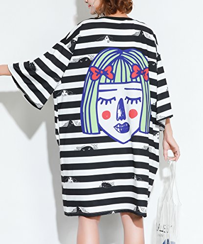 Ellazhu Women Fashion Strips Wide Sleeves Casual T...