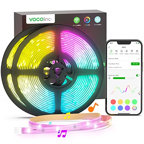 VOCOlinc RGB+IC LED Strip Lights, 32.8ft Smart WiFi LED Light Strips Work with Alexa, Apple HomeKit and Google, PU Coating, Segmented DIY, Music Sync Color Changing LED Lights for Bedroom, Game Room