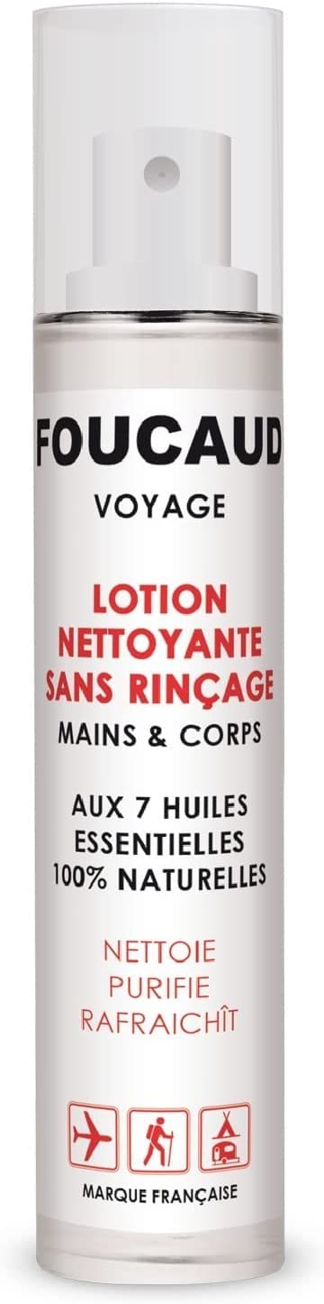 FOUCAUD FRICTION VOYAGE, 12 Flaconi Spray 50 ml, Da Portare con Te, Formato Viaggio, Lozione Dentergente, Igiene, Acqua Micellare, Senza Risciaquo, Mani e Corpo, Concentrato di Oli Essenziali, Foucaud