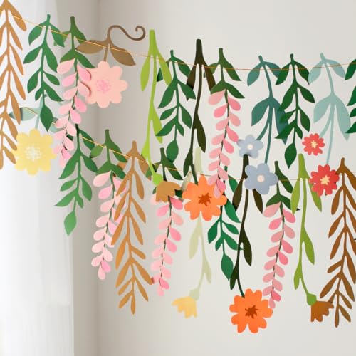 Colorful Wild Flower Garland Floral Banner Garden Party Decorations,Double-Sided Leaf