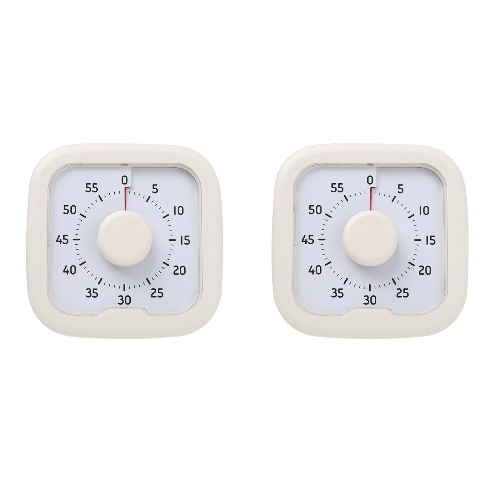 Akfldms 2X Silent Visual Timer 60-Minute Stopwatch Alarm Clock Countdown Timer with Stand Visualization Timer White