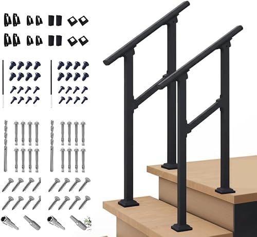 Miniatura 10 de Barandales de exteriores para escaleras, hierro forjado color negro (2 escalones)
