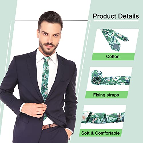 Image of Mantieqingway Men's Cotton Floral Neck Tie 2.56'' Printed Skinny Tie