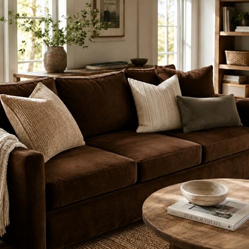 Image of Namdev Art's Velvet Sofa Cushion 21x22x5 Inch | High Density 32 Foam Seat Cushion | Soft & Comfortable Sofa Gaddi with Zip Cover | Multipurpose Cushion for Sofa Chair (Brown)