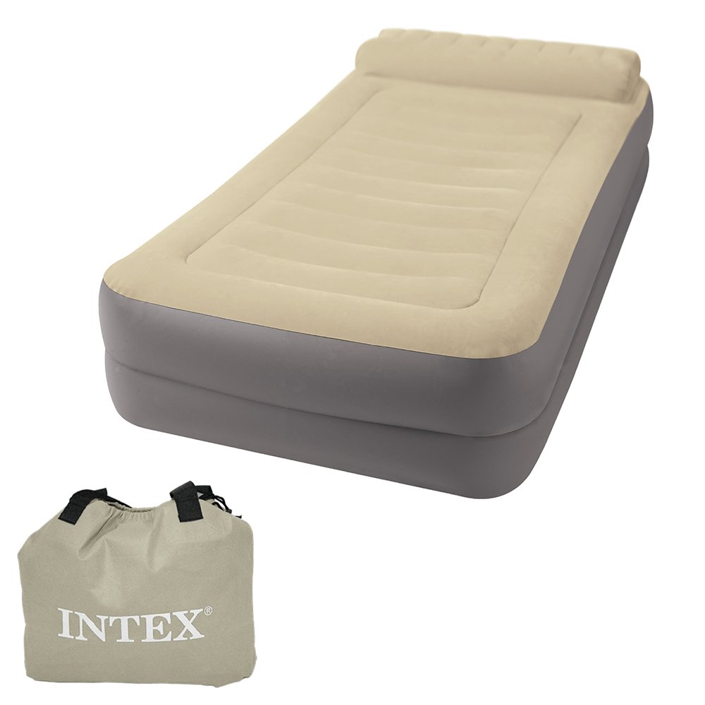 Intex 67776NP Take Along łóżko dmuchane, 230 V, bez ftalanów, w zestawie pompka ręczna, 99 x 191 x 47 cm