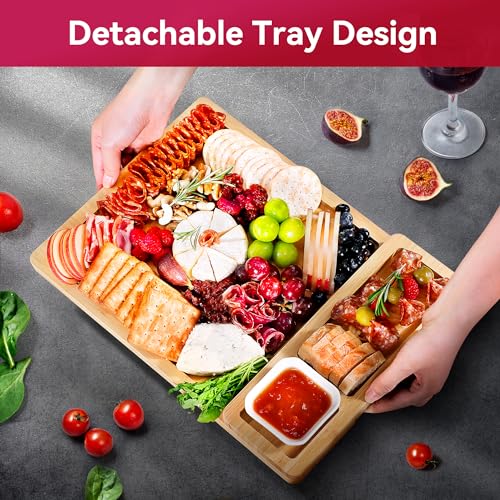 Easoger Large Bamboo Charcuterie Board Set with Code LV88KEU7