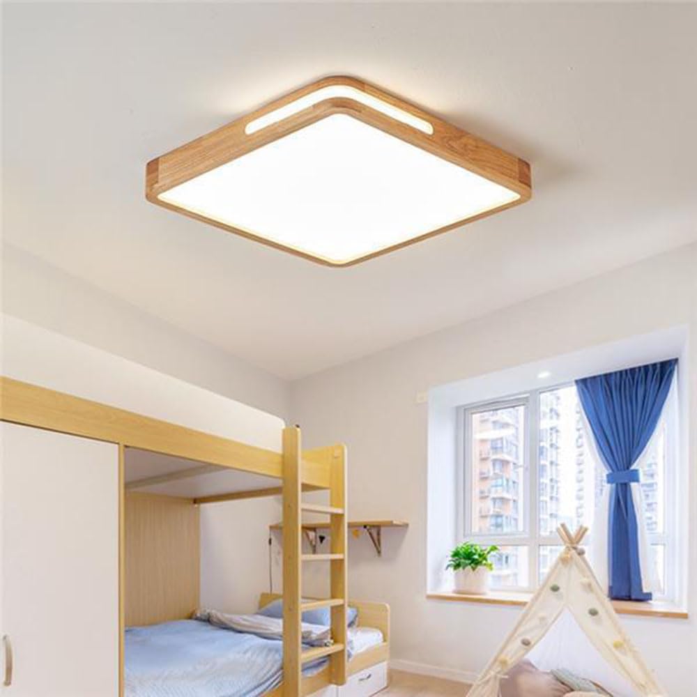 Drewniane Lampy Sufitowe LED Prosta Okrągła Lampa Do Sypialni Trójkolorowa, Energooszczędna Płaska Lampa Kreatywna Kwadratowa Oprawa Oświetleniowa Przemysłowa Do Sypialni, Salonu, Kuchni KNBVFHG