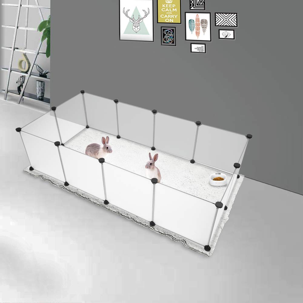 Parc Enclos, DIY Porte Petit Animal Pet Fence en Plastique, Cage, Clôture, Intérieur, Modulable, pour Cochon d’Inde, Lapin, Hérisson, Petits Animaux, 12PCS, Blanc
