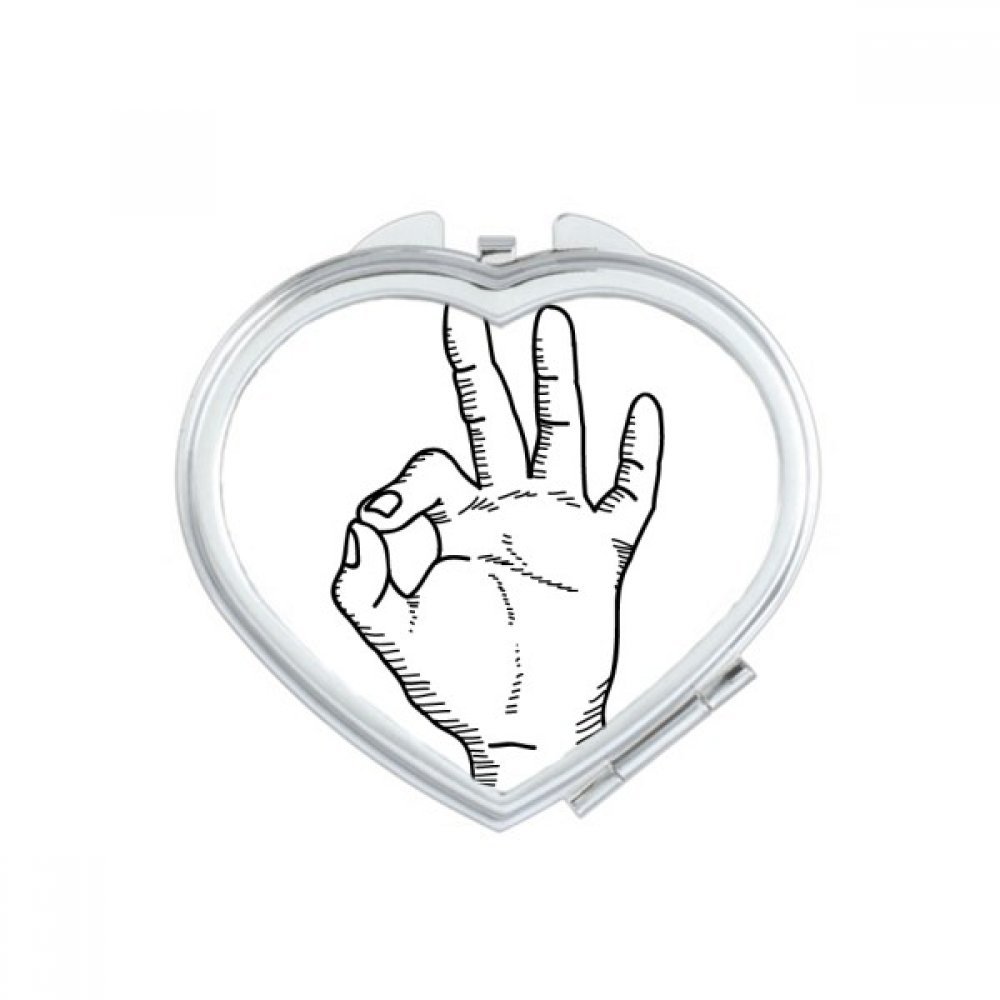 Miroir compact portable dessin coeur DIYthinker mignon miroir de poche à la main multicolore