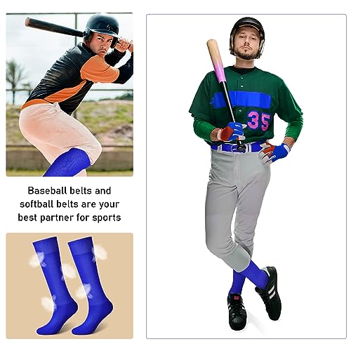 Image of Zhanmai Baseball Belt and Socks Combo, Adjustable Elastic Belt and Softball Socks, Multiple Sizes for Youth Boys Girls, Adult