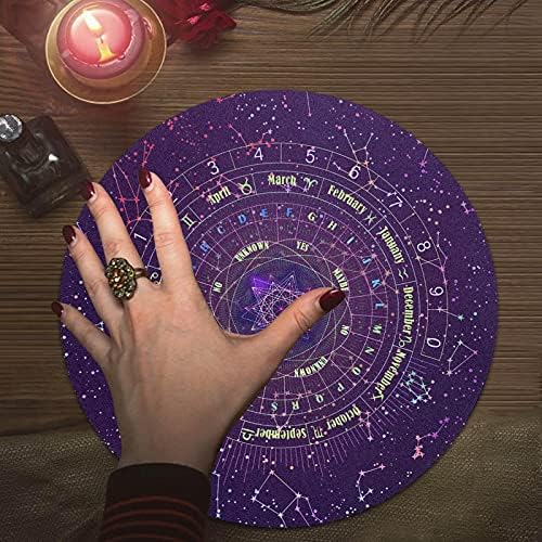 Xzbling Tarot Tablecloth, 22cm Tarot Card Cloth Divination Card Pad Divination Ceremony Rubber Pad Nordic Starry Sky Letters and Numbers Rubber Pad for Divination, Psychological Counselor