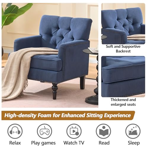 Sillón Plegable Tela Azul miniatura 3