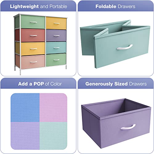 Sorbus Kids Dresser with 8 Drawers - Furniture Storage Chest Tower Unit for Bedroom, Hallway, Closet, Office Organization - Steel Frame, Wood Top, Tie-dye Fabric Bins (Pastel 1) - Image 7
