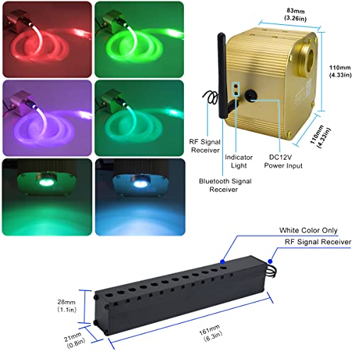 Image of AZIMOM Bluetooth /App Control 16W Twinkle Fiber Optic Light Star Ceiling Lighting Kits with Shooting Star Effect Meteor Remote Music Mode RGBW 550pcs Fiber Strands for Home Car Interior Decoration