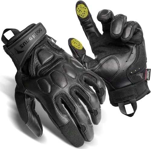 Zune Lotoo Gants Moto Cuir, Gants Airsoft Tactique avec Écran Tactile pour Homme Femme, Gant Militaire Tactique avec EVA et XRD Résistants à l'abrasion pour Airsoft Paintball Cyclisme Motocross(M)