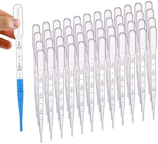 100 Pcs Plastic Transfer Pipettes, 3 ml Transparent Graduated Pipette Measuring Pipettors for Watercolor Transfering Essential Oils Perfume Mixing Acrylic Paints and Lab