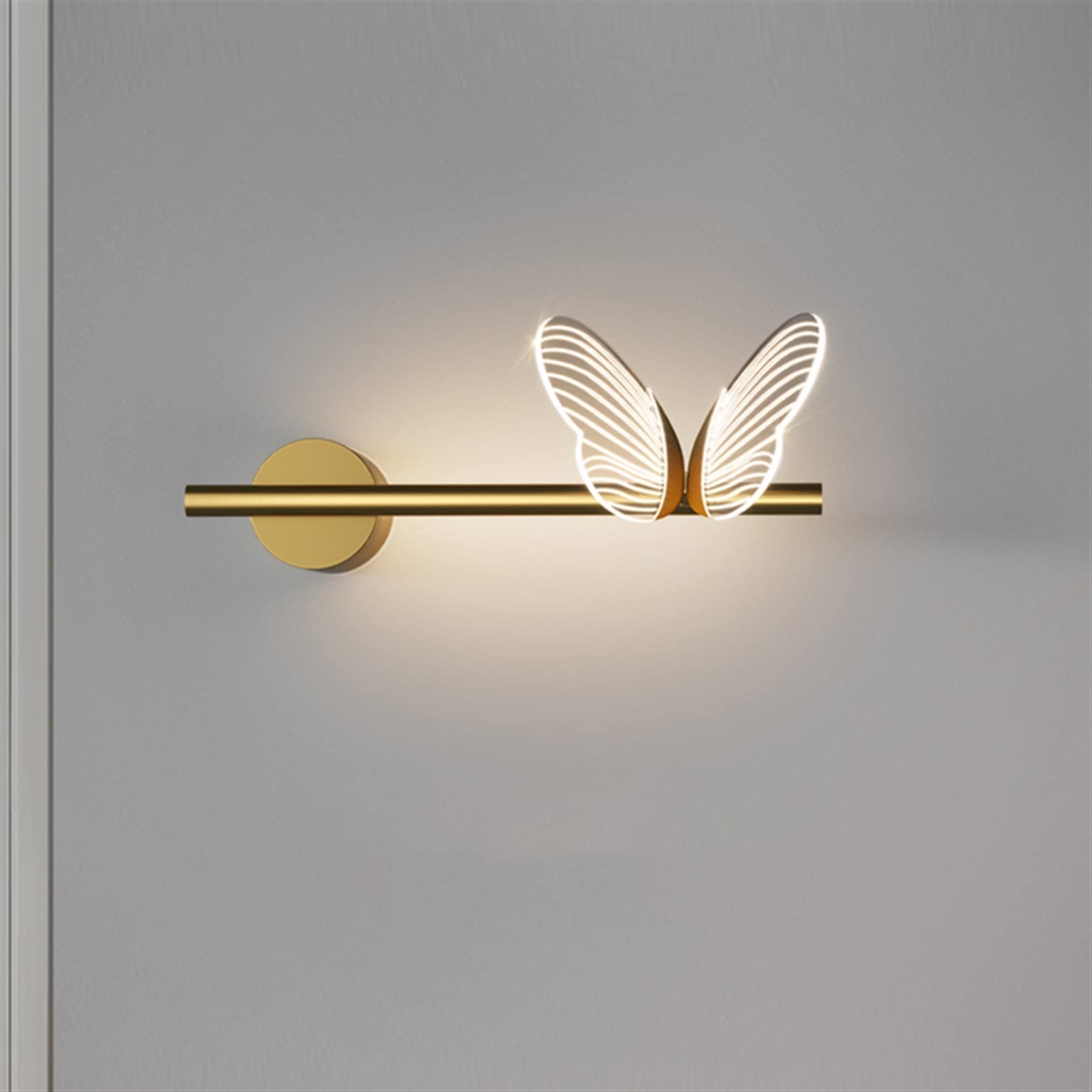 Gold Ring Acrylic Butterfly Led Wall Lamp Compatible with Bedchamber Bedside Corridor Dining Room Sconce Home Deco Fixtures