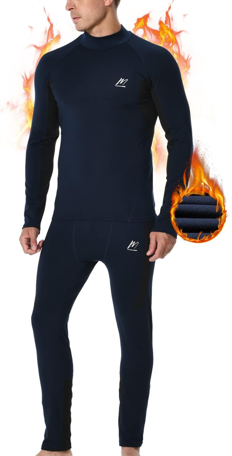 MeetHooMen's Compression Base Layers Long Johns Winter Gear with Fleece Lined for Skiing