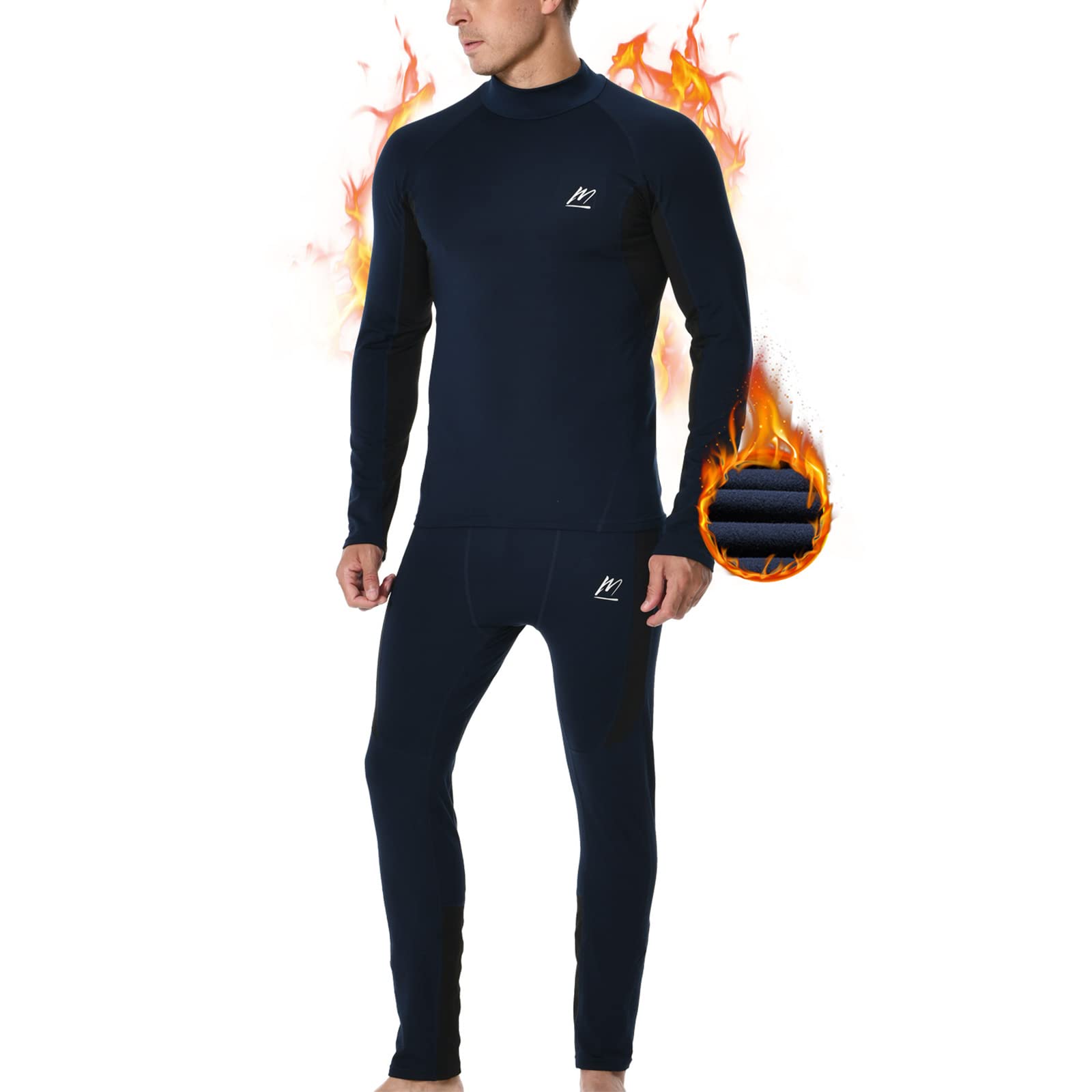 MeetHooMen's Compression Base Layers Long Johns Winter Gear with Fleece Lined for Skiing