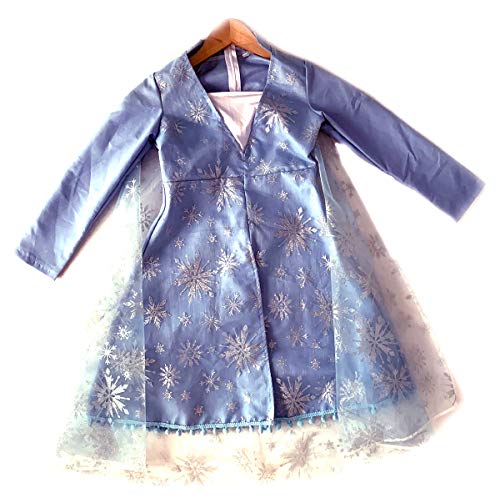 Tante Tina Costume de la Reine des Neiges pour fille avec traîne amovible - Colar bleu - Taille 110 (104-110) Cover