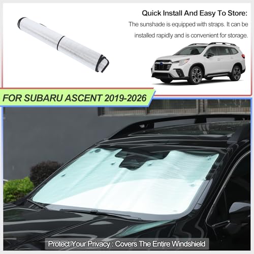 Front Windshield Sunshade for Subaru Ascent 2019-2026 Accessories, Windshield Sun Shade, Foldable Reflective Sun Visor, Screen Shield Cover UV Blocker Protector HeatShield Keeps Your Vehicle Cool by Qiosreui - Used condition - Image 4
