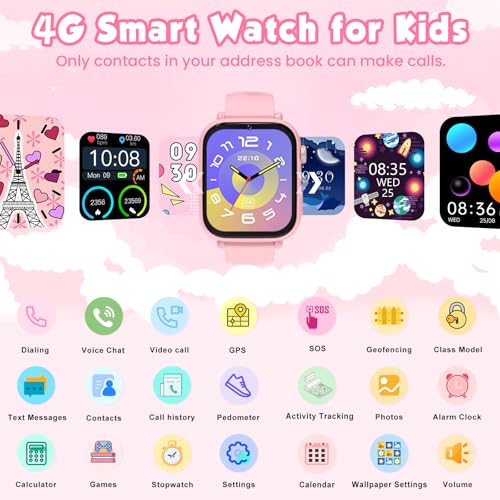 Image of MOKAST Kids Smart Watch Toys for Boys Girls - Children Watch for Kids 4-12 Years Touch Screen Watches with 15 Games Video Camera Music Player Alarm School Mode Education Birthday Gifts (4G Pink)