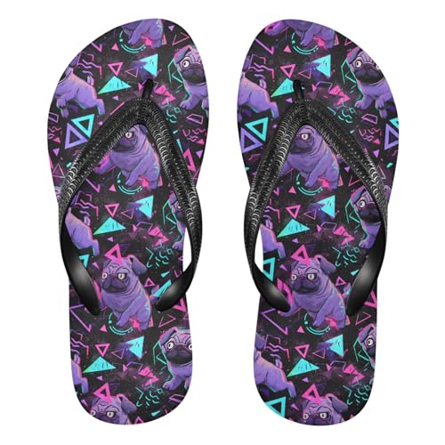 Flip Flop Sandals Cool Pugs Print for Women Men Beach Outdoor XS
